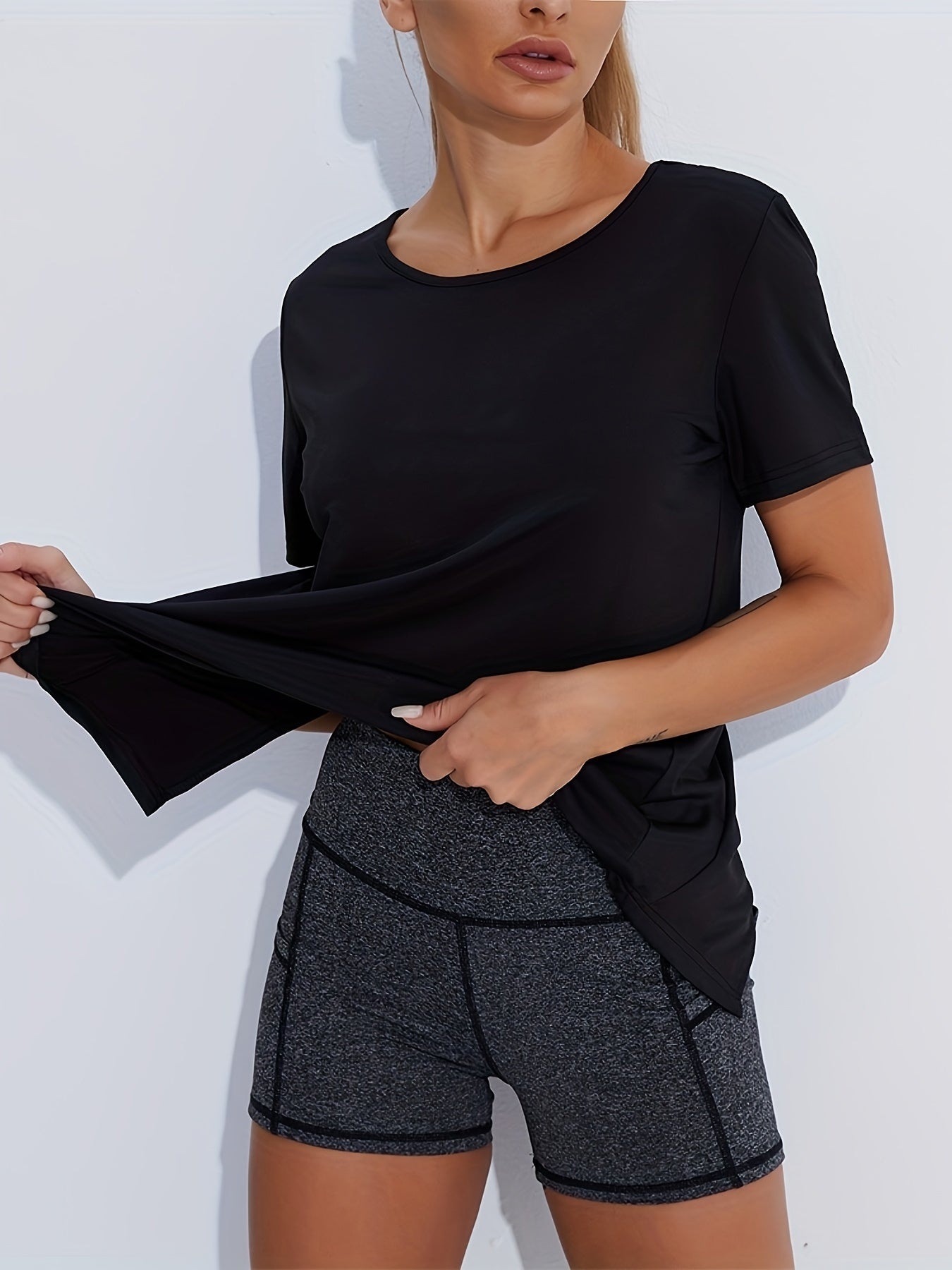 2-Pack Women’s Quick-Dry Seamless Tees Honeycomb Ventilation Yoga Running Gym