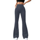 Solid Color Casual Women's High Waist Yoga Bootcut Trousers