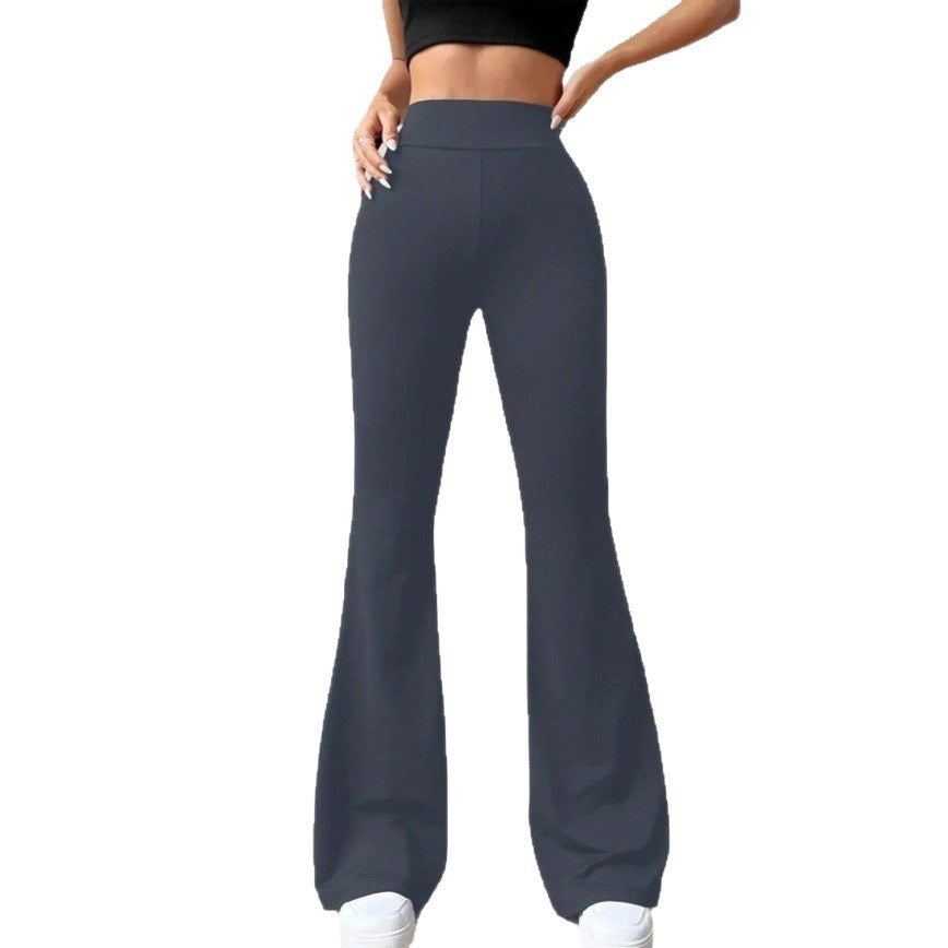 Solid Color Casual Women's High Waist Yoga Bootcut Trousers