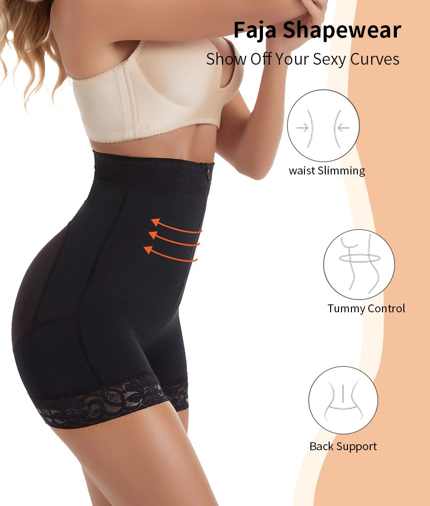 Women’s Faja Body Shaper Shorts – Tummy Control & Hip Lift with Zipper