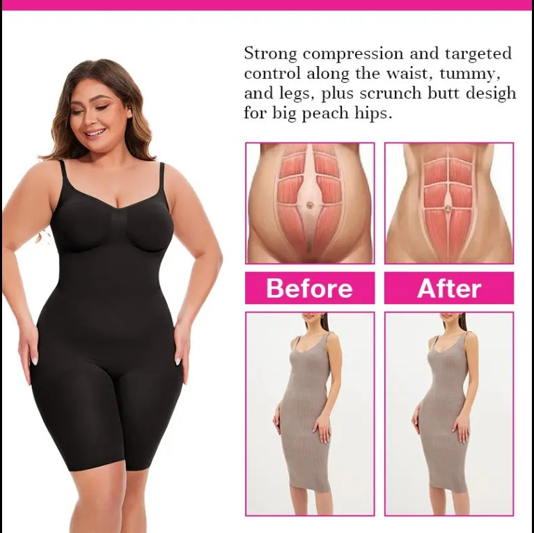 Seamless Postpartum Abdomen Shapewear Mid-Thigh Slimming Body Shaper
